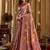 Onion pink banarasi cotton silk blend digital print saree with blouse piece