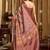 Onion pink banarasi cotton silk blend digital print saree with blouse piece
