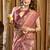 Onion pink banarasi cotton silk blend digital print saree with blouse piece