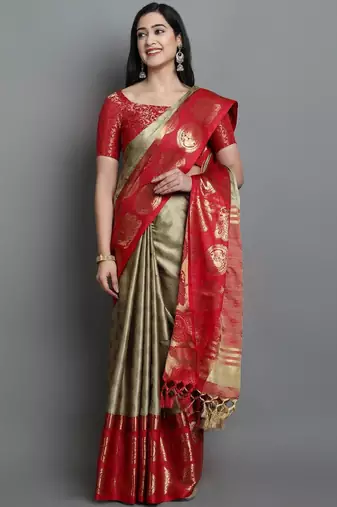 Ethnic motifs woven design zari mysore silk saree