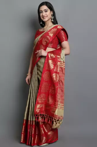 Ethnic motifs woven design zari mysore silk saree