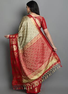 Ethnic motifs woven design zari mysore silk saree 3