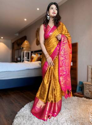 Woven design zari silk cotton mysore silk saree 1