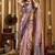 Lavender purple banarasi cotton silk blend digital print saree with blouse piece