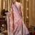 Lavender purple banarasi cotton silk blend digital print saree with blouse piece