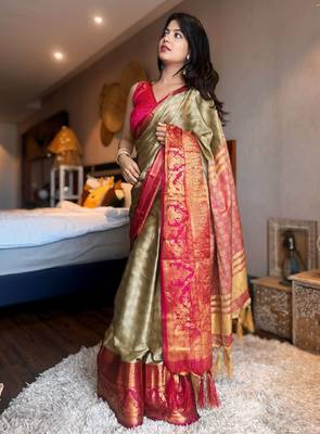 Woven design zari silk cotton mysore silk saree 2