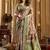 Olive green banarasi cotton silk blend digital print saree with blouse piece