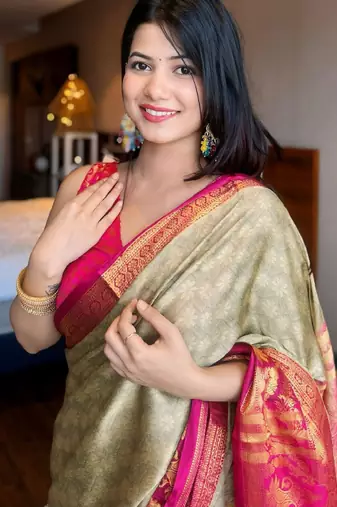 Woven design zari silk cotton mysore silk saree