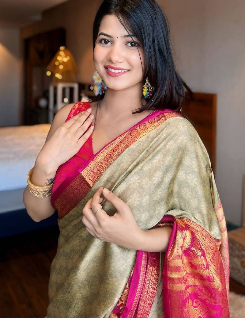 Woven design zari silk cotton mysore silk saree