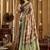 Olive green banarasi cotton silk blend digital print saree with blouse piece