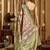 Olive green banarasi cotton silk blend digital print saree with blouse piece