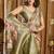 Olive green banarasi cotton silk blend digital print saree with blouse piece