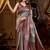 Mauve & teal dual-tone soft banarasi silk blend zari woven saree with blouse piece