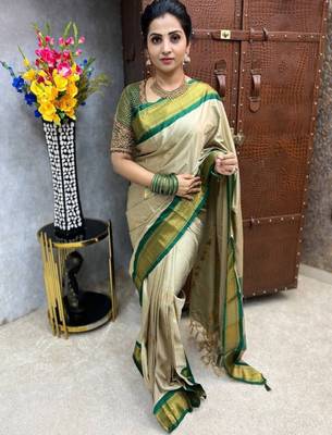 Woven design zari silk cotton designer mysore silk saree 1
