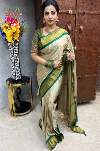 Woven design zari silk cotton designer mysore silk saree