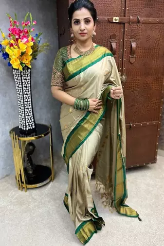 Woven design zari silk cotton designer mysore silk saree
