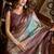 Mauve & teal dual-tone soft banarasi silk blend zari woven saree with blouse piece