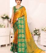 Woven design zari silk cotton mysore silk saree