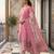 Pink printed cotton blend stitched geometric print salwar kurta dupatta for women