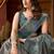 Teal & grey dual-tone soft banarasi silk blend zari woven saree with blouse piece