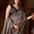 Multicolor faux crepe silk printed saree with blouse piece