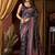 Black faux crepe silk printed saree with blouse piece