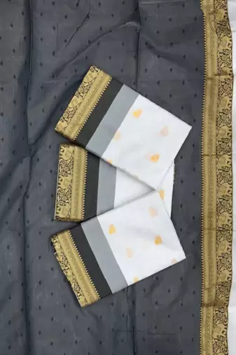 white art silk saree with woven zari design