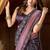 Black faux crepe silk printed saree with blouse piece