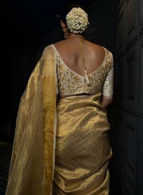 woven design zari tissue kanjeevaram saree 3