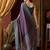 Purple faux crepe silk printed saree with blouse piece
