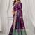 Purple soft banarasi silk blend zari woven saree with blouse piece