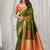 Mehendi green soft banarasi silk blend zari woven saree with blouse piece