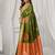 Mehendi green soft banarasi silk blend zari woven saree with blouse piece