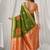 Mehendi green soft banarasi silk blend zari woven saree with blouse piece