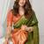 Mehendi green soft banarasi silk blend zari woven saree with blouse piece