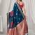 Navy blue soft banarasi silk blend zari woven saree with blouse piece