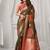 Brown soft banarasi silk blend zari woven saree with blouse piece