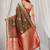 Brown soft banarasi silk blend zari woven saree with blouse piece