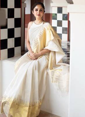 Striped zari  banarasi saree 1