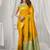 Mustard soft banarasi silk blend zari woven saree with blouse piece