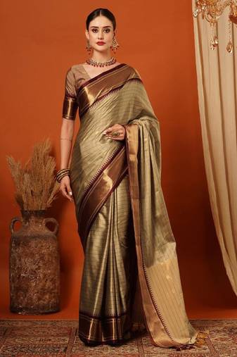 Checked zari dharmavaram saree