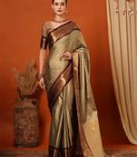 Checked zari dharmavaram saree