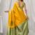 Mustard soft banarasi silk blend zari woven saree with blouse piece