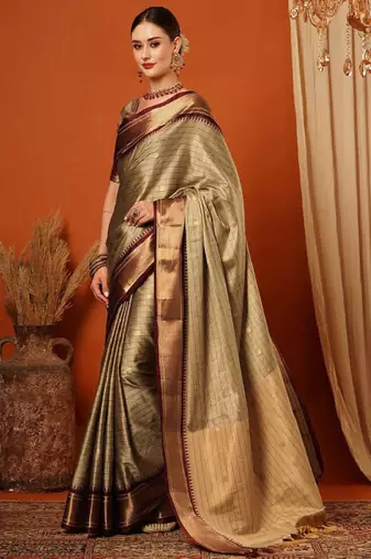 Checked zari dharmavaram saree