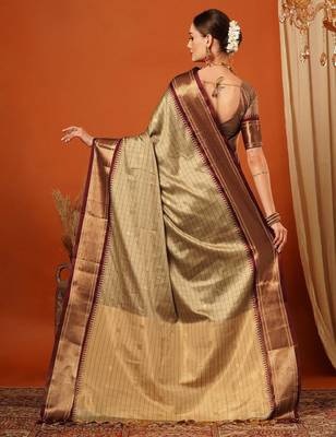 Checked zari dharmavaram saree 3