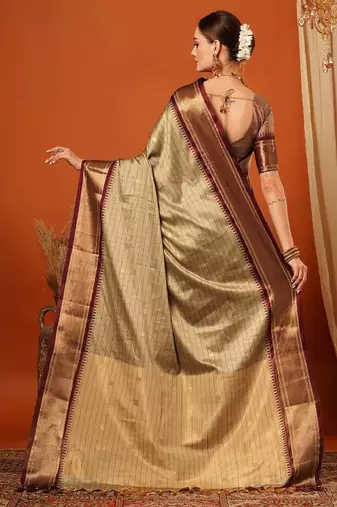 Checked zari dharmavaram saree