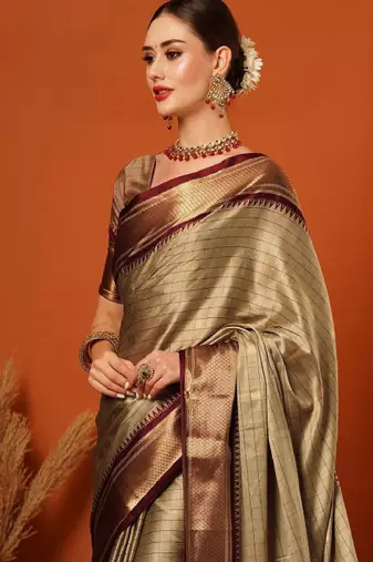 Checked zari dharmavaram saree