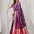 Violet soft banarasi silk blend zari woven saree with blouse piece
