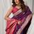 Violet soft banarasi silk blend zari woven saree with blouse piece