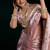 Lavender soft banarasi satin silk with gold zari saree with blouse piece